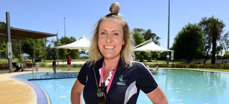 Be alert: Aquamoves work group officer Shelley Heggart is reminding people of the importance of parental supervision this summer. Picture: Rodney Braithwaite