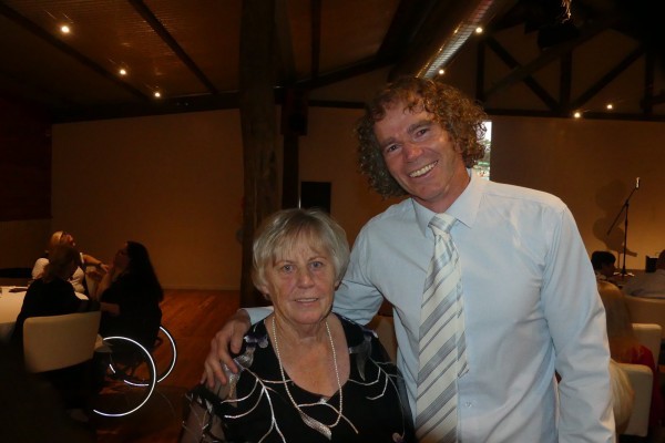 Willy with Shepparton Swimming Club President Phil Guthrie.